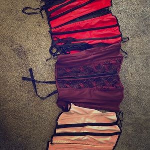Set of three sexy Bustier satin tops